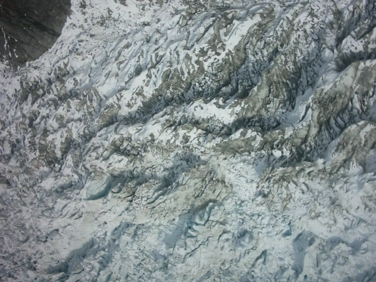 Crevasses on Franz Josef Glacier from above